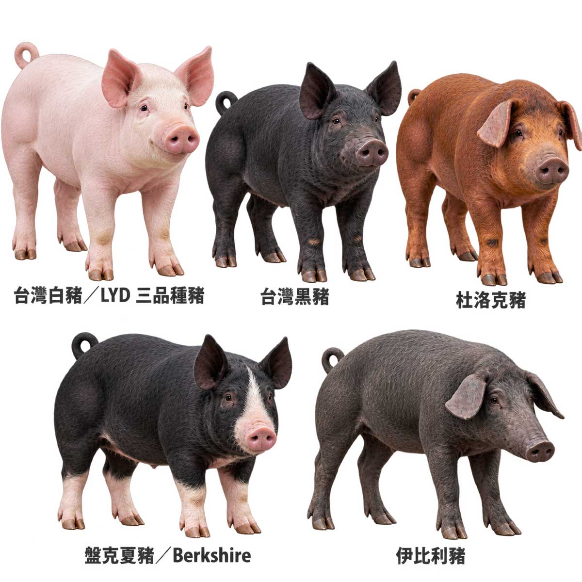 常見豬肉種類｜台灣白豬、台灣黑豬、杜洛克、盤克夏與伊比利豬