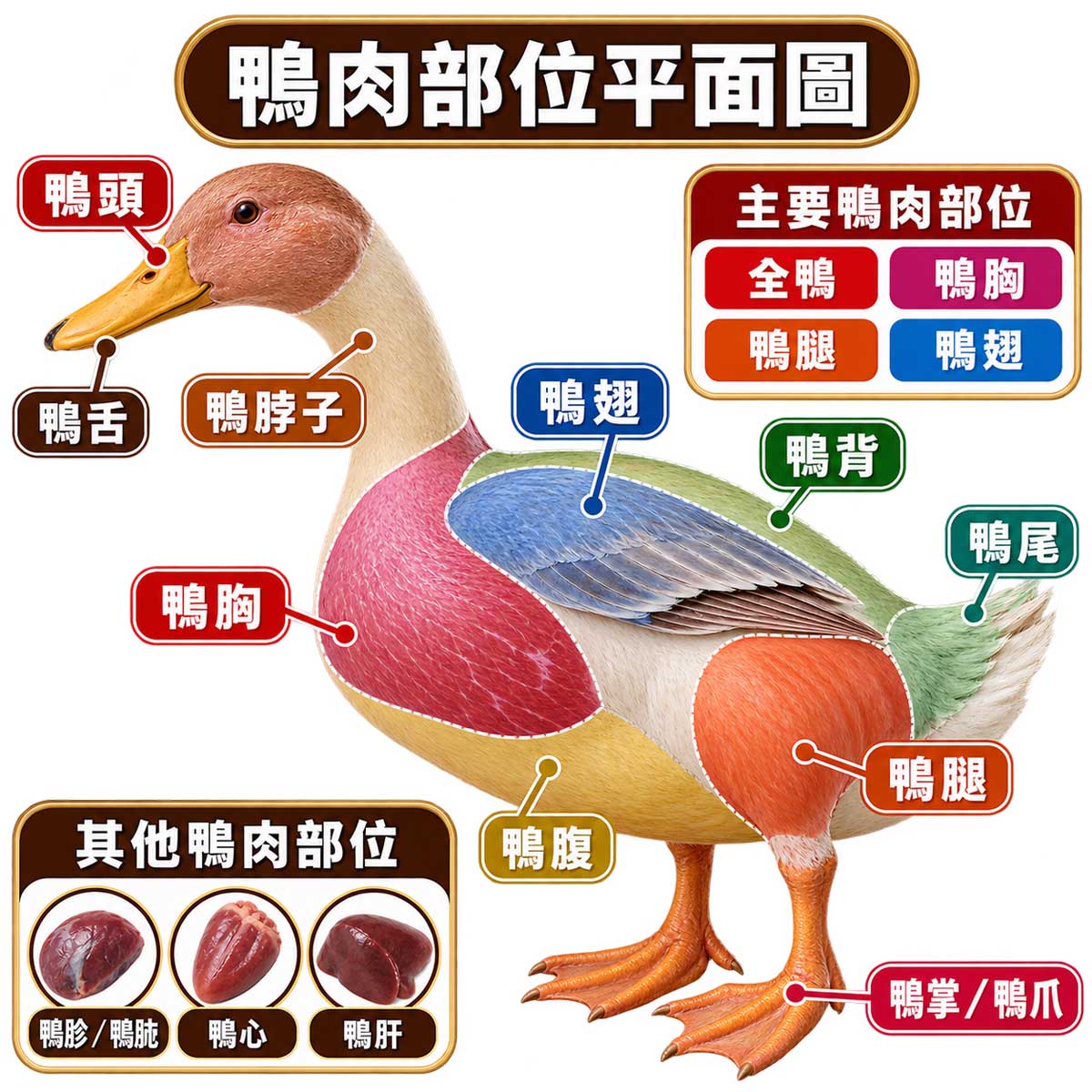 鴨肉種類與常見鴨肉部位