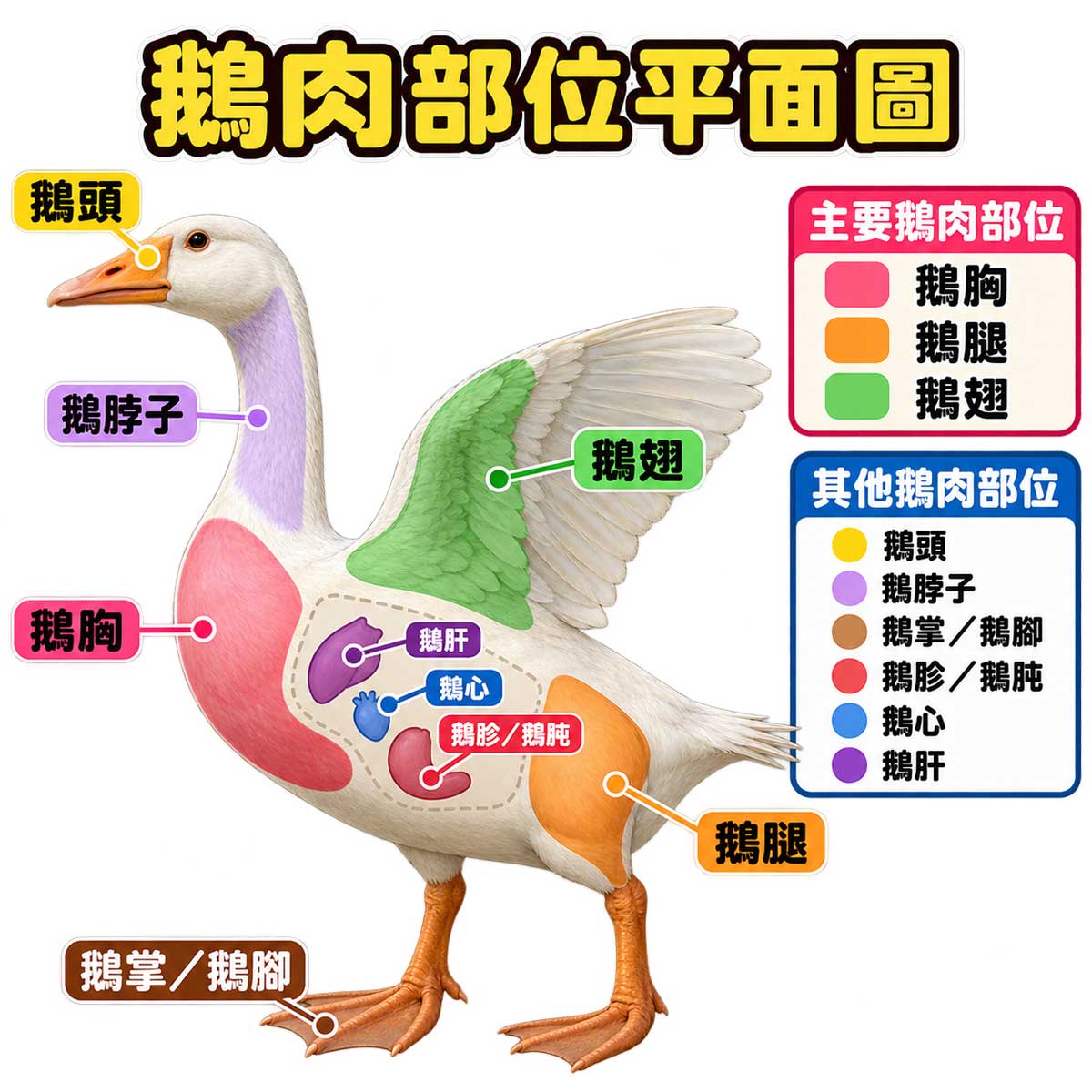鵝肉種類與常見鵝肉部位